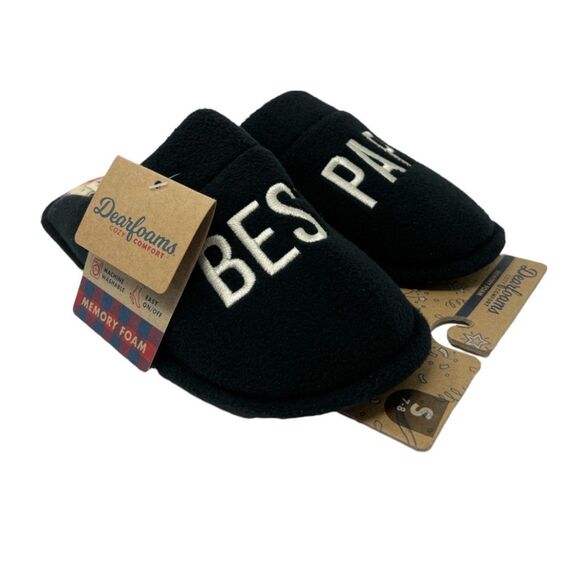 Holiday slippers Best Papa Small 7 - 8 mens Christmas slip on memory DearFoams - Picture 2 of 7